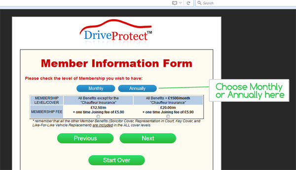 DriveProtect Monthly or Annually
