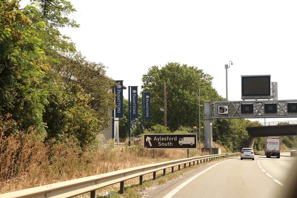 Modern camera units mounted on a motorway gantry — the new generation that catches drivers without flashing