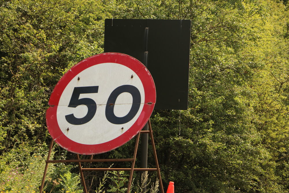 A 50mph speed limit sign on a UK road — thousands were fined over a sign that wasn't lawful