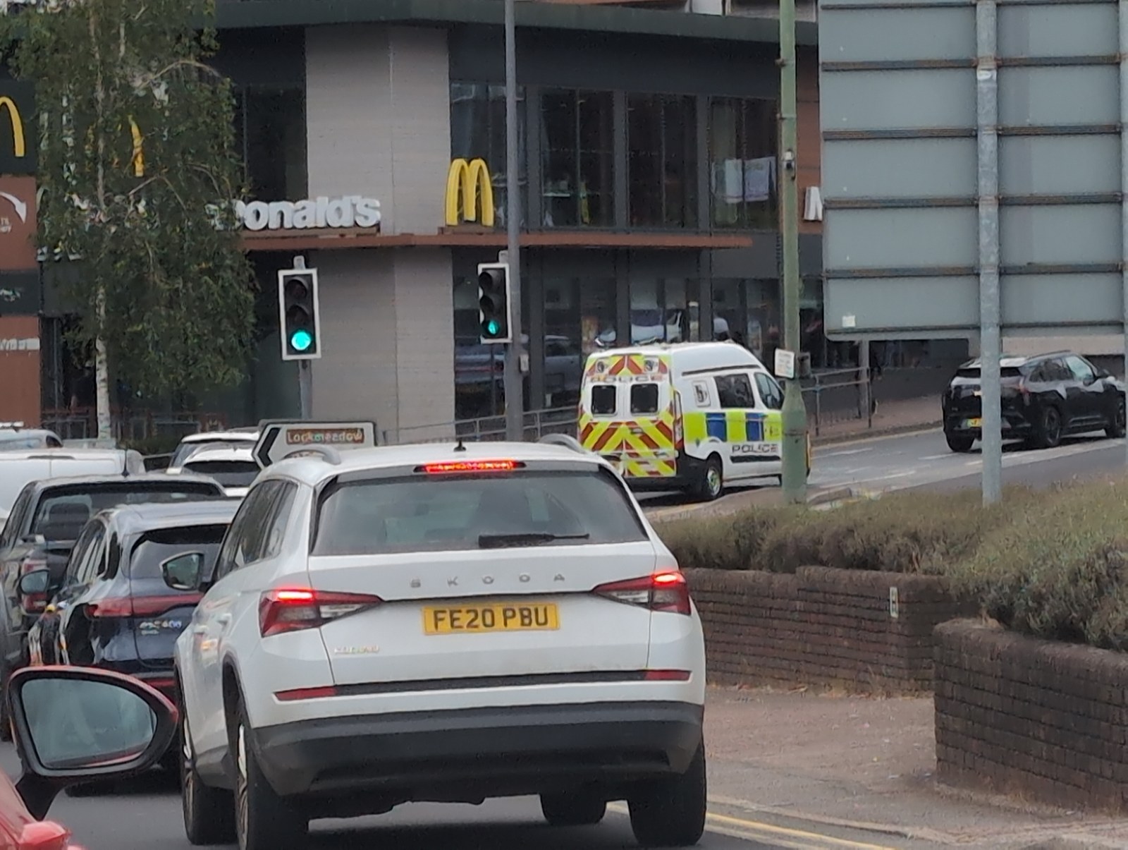 A marked police car with full livery and light bar -- officers can stop any driver without giving a reason