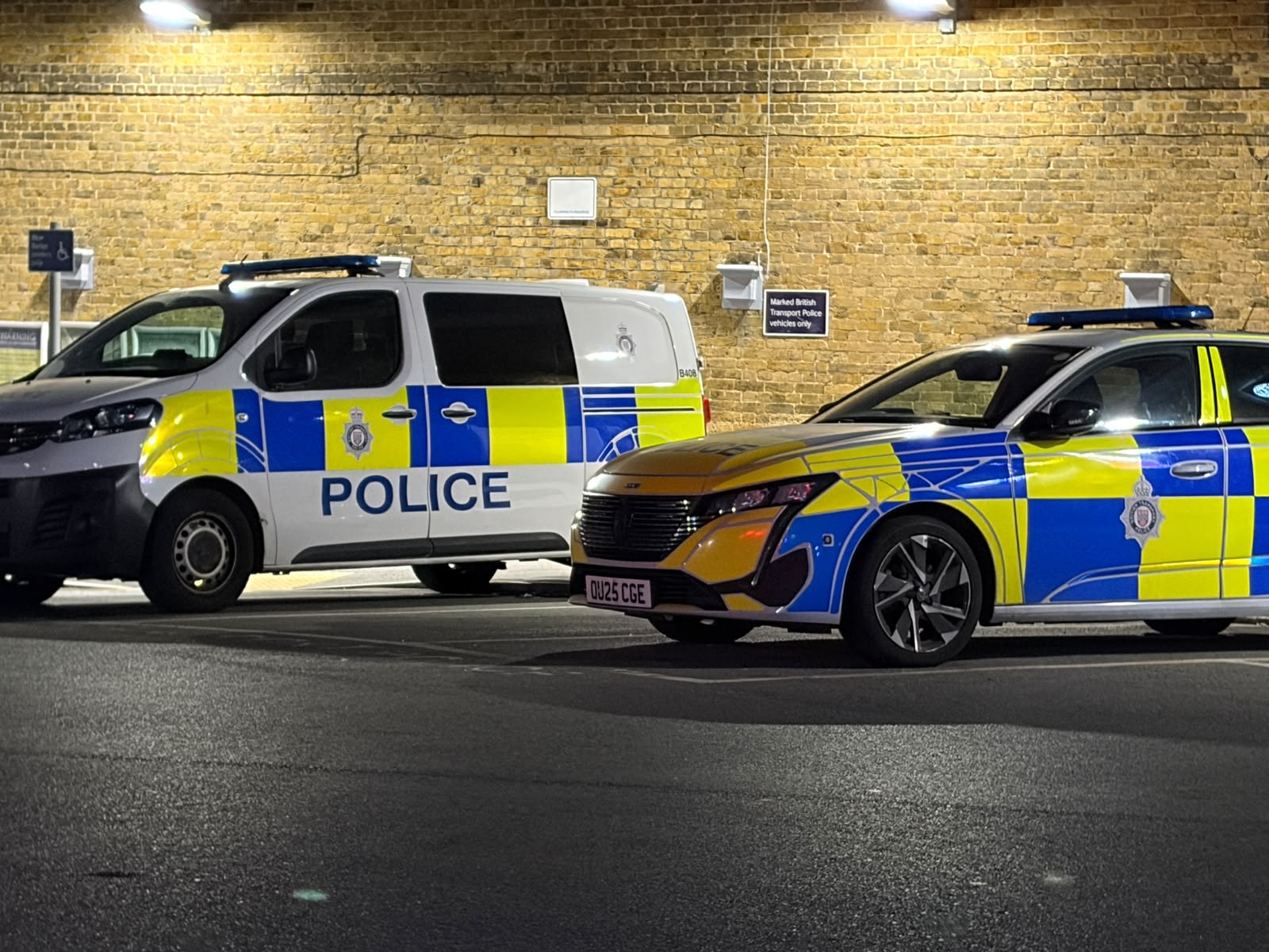 Police vehicles at the station -- texting at the wheel can now mean prison