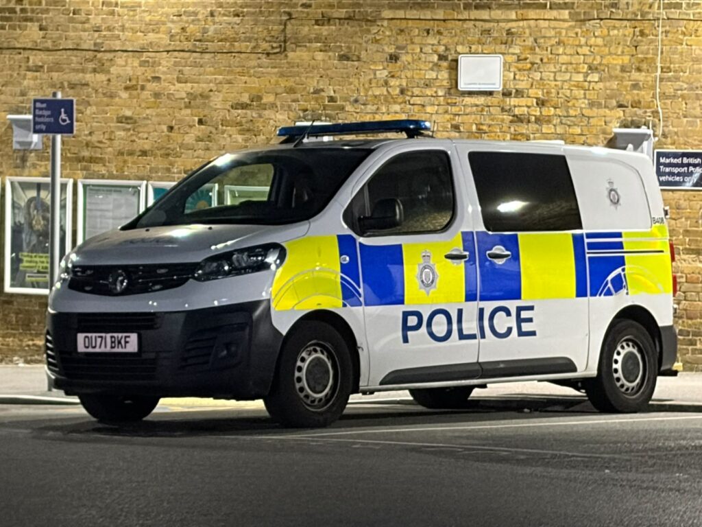 A police van at the station -- forces now invite Drivers to report each other